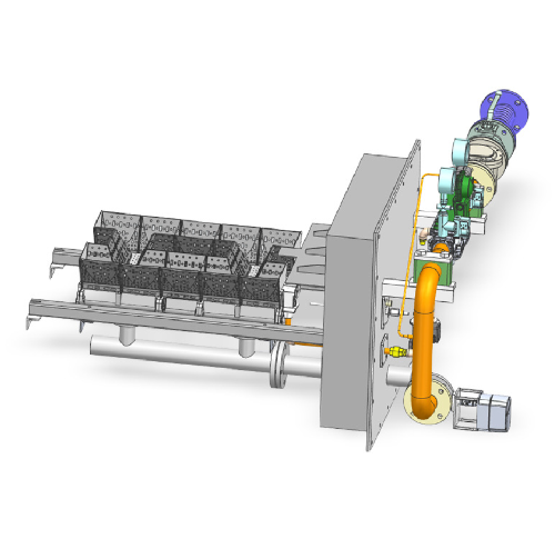 Air duct inserted-in linear air heating burner